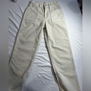 Straight leg, corduroy pants. Off white